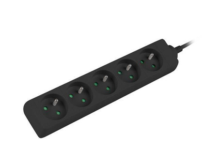 Listwa przedłużacz Lanberg 3m czarna 5x 230V PL, kabel wykonany z pełnej miedzi