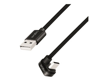 LOGILINK CU0195 Kabel USB 2.0 Type-C C/M kątowy na USB-A/M aluminium czarny 3m