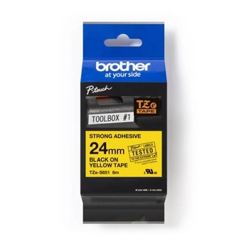 Taśma Brother TZe-S651 24mm x 8m (TZES651) - żółta, czarny nadruk