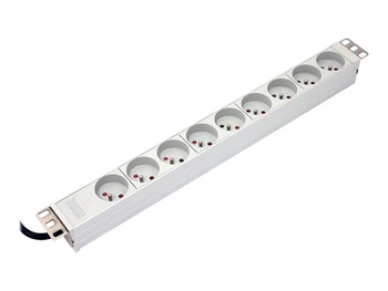 ASM A-19-STRIP-3-IMP Listwa zasilająca PDU 19 9xTyp E, kabel 1.8m z 1xSchuko, Alu.