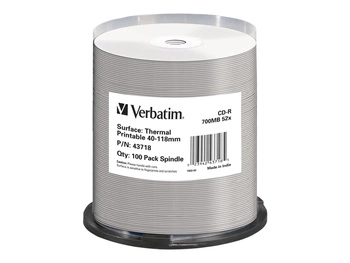 VERBATIM 43718 CD-R Verbatim 700MB, 52x ,spindle 100 THERMAL SURFACE FOR RIMAGE PRISM