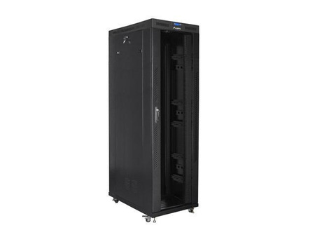 Szafa instalacyjna Rack stojąca 19" 42U 800x1200 czarna drzwi szklane LCD Lanberg (flat pack) - USZ OPAK