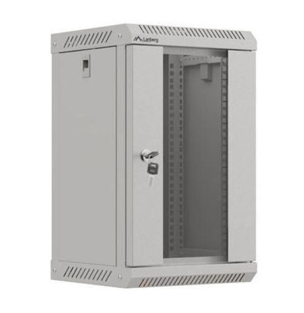 LANBERG szafa wisząca 9U 300x300 10 cali drzwi przeszklone szare flat pack