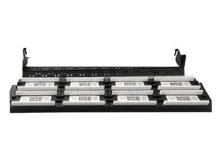 Patch Panel 48 Portów 19'' Kat.6 z funkcją organizacji kabli  czarny 