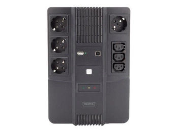 DIGITUS DN-170110 DIGITUS UPS Line-Interactive 600VA/360W AVR 4xSCHUKO 3xIEC C13 1xUSB A/B RJ45