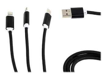 GEMBIRD CC-USB2-AM31-1M Gembird kabel USB 3w1 do ładowania micro USB/USB-C/8-pin, czarny, 1m