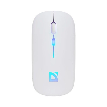 Mysz bezprzewodowa Defender TOUCH MM-997 optyczna 1600dpi 2.4 GHz + Bluetooth biała RGB AKUMULATOR bezklikowa silent
