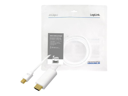 LOGILINK CV0125 LOGILINK - Kabel MiniDisplayPort / HDMI 4K ,dł.5m, kol.biały
