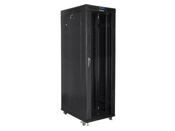 Szafa instalacyjna Rack stojąca 19" 42U 800x1000 czarna drzwi szklane LCD Lanberg (flat pack)
