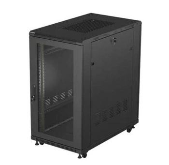 Szafa instalacyjna rack stojąca 19" 22U 600x1000 czarna drzwi    perforowane ( flat pack)