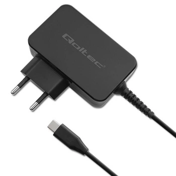 QOLTEC 52386 Ładowarka GaN POWER PRO 1xUSB-C 65W 5-20V 3-3.25A Czarna