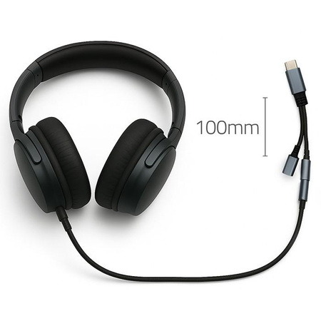 Adapter USB-C 2w1 | USB-C | Jack 3.5mm | PD 15W | 10cm