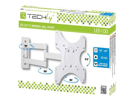 TECHLY Uchwyt ścienny do TV LCD/LED/PDP dwuprzegubowy 19-37 25 kg VESA biały