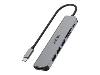 UNITEK H1118A HUB USB-C 7w1 PD 100W HDMI 4K ALU