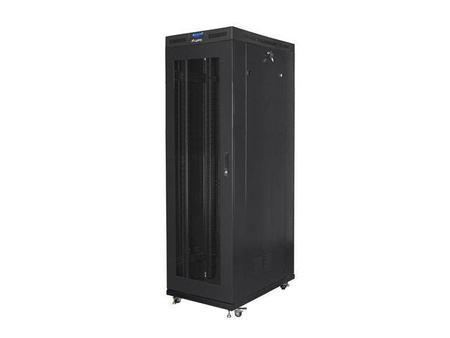 Szafa instalacyjna Rack stojąca 19" 42U 800x1200 czarna drzwi perforowane LCD Lanberg (flat pack)